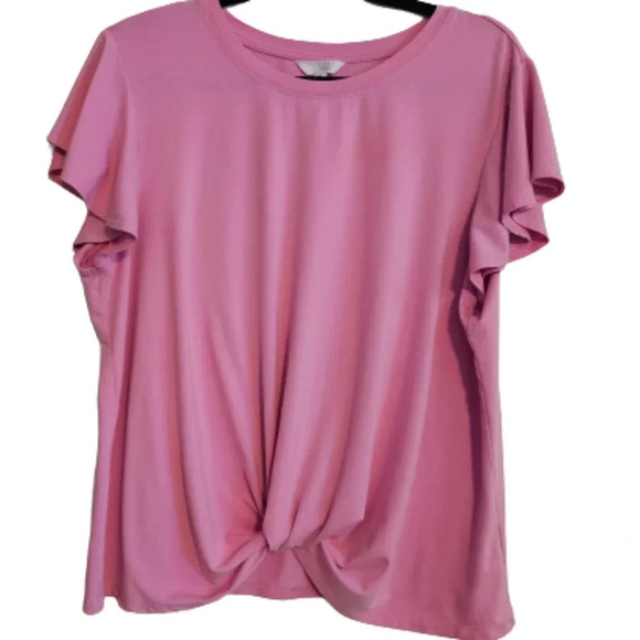 Time & Tru Pink Knotted Front Top with Butterfly sleeves. NWOT - Picture 1 of 5
